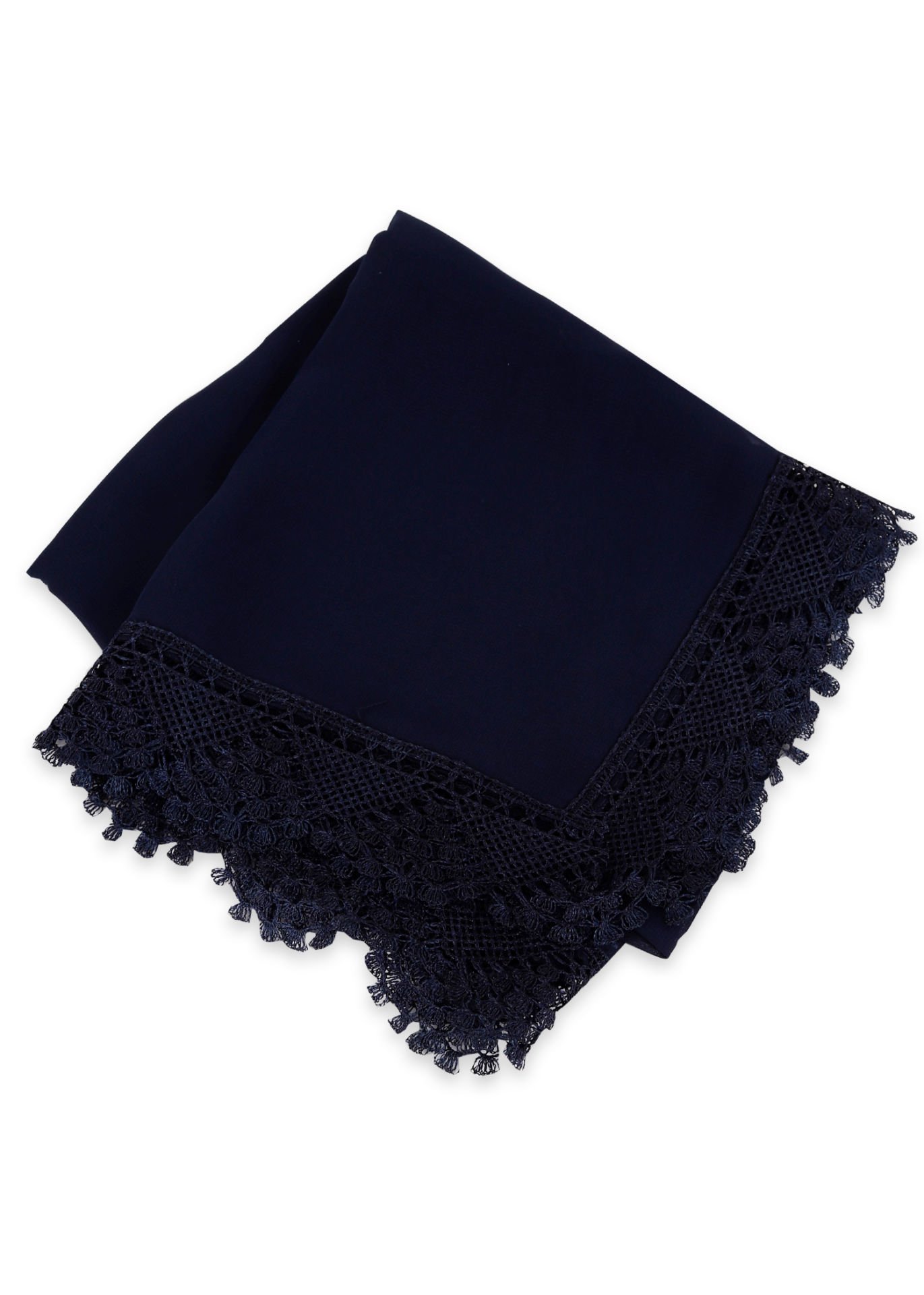 Güpürlü Uzun Şifon Şal LACİVERT