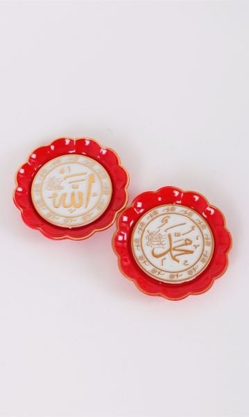 7cm Ayetli Tabak Model Magnet BEYAZ-KIRMIZI