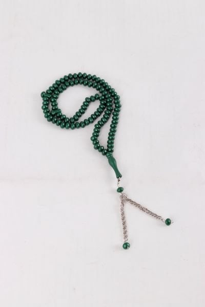 7mm 99'lu Lüks İnci Sedefli,Zincirli Tespih YEŞİL