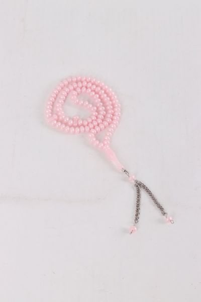7mm 99'lu Lüks İnci Sedefli,Zincirli Tespih PEMBE