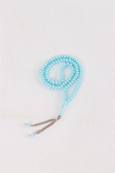 7mm 99'lu Lüks İnci Sedefli,Zincirli Tespih BEBE MAVİ