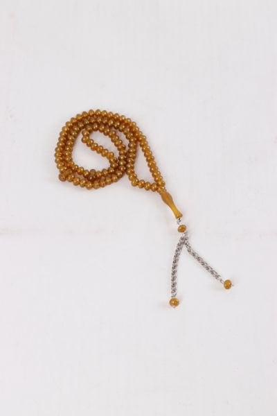 7mm 99'lu Lüks İnci Sedefli,Zincirli Tespih SARI