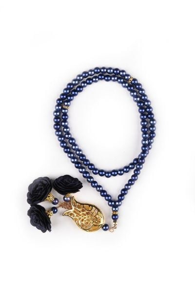 Çiçekli Tasarım İnci Tespih (LALELİ) LACİVERT