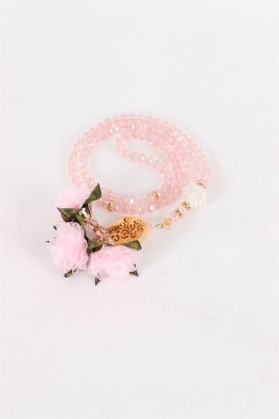 8mm 99'lu Kristal Tespih Lüks Çiçekli PUDRA