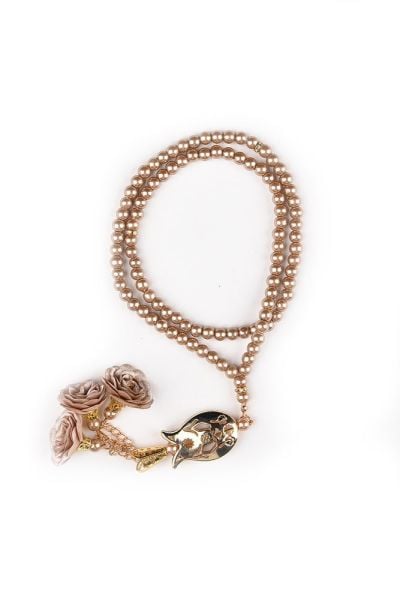 Çiçekli Tasarım İnci Tespih (LALELİ) GOLD