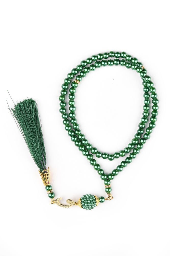 İnci Tespih Vavlı Tasarım Püsküllü YEŞİL