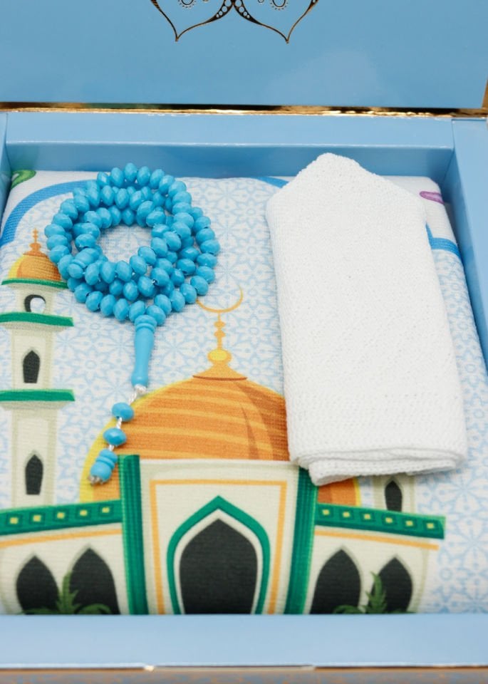 RAMAZAN ÇOÇUK SET VARAKLI KUTU MAVİ RENK - PEMBE RENK