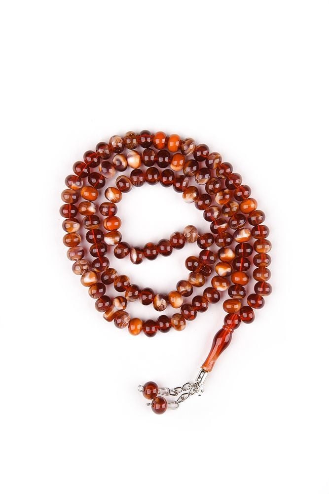 Akrilik Tespih Metal Püskül 10mm KAHVE RENGİ - KIRÇILLI - 10 MM