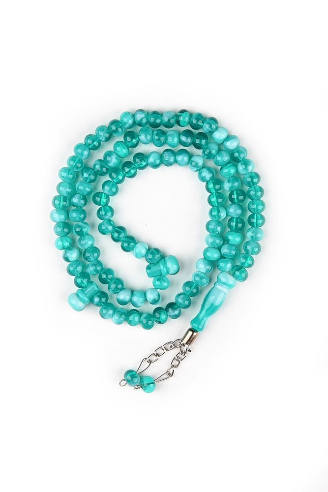 Akrilik Tespih Metal Püskül 10mm TURKUAZ - KIRÇILLI - 10 MM