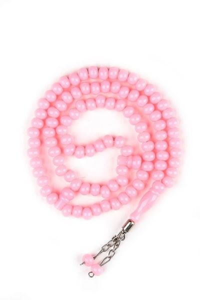 Akrilik Tespih Metal Püskül 10mm PEMBE - DÜZ RENK - 10 MM