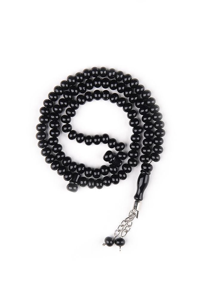 Akrilik Tespih Metal Püskül 10mm SİYAH - DÜZ RENK - 10 MM