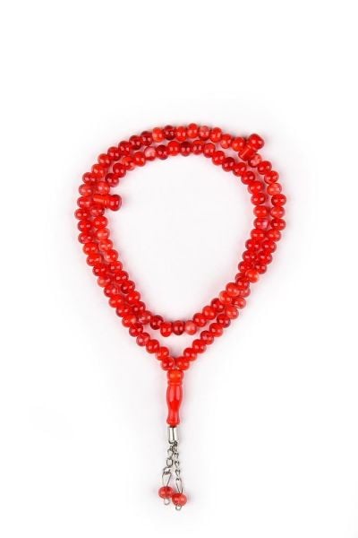 Akrilik Tespih Metal Püskül 10mm BORDO - KIRÇILLI - 10 MM