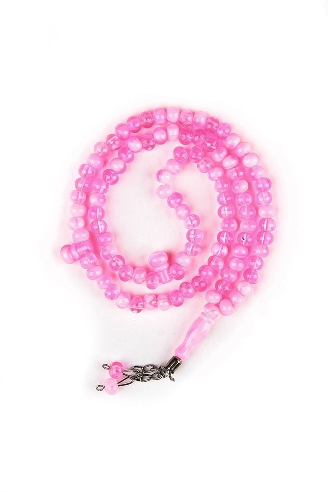 Akrilik Metal Püskül Tespih 8mm PEMBE - KIRÇILLI - 8 MM