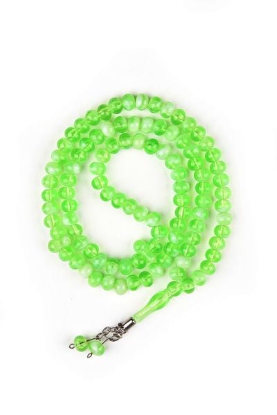 Akrilik Metal Püskül Tespih 8mm AÇIK YEŞİL - KIRÇILLI - 8 MM