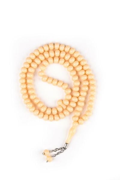 Akrilik Metal Püskül Tespih 8mm KREM - DÜZ RENK - 8 MM