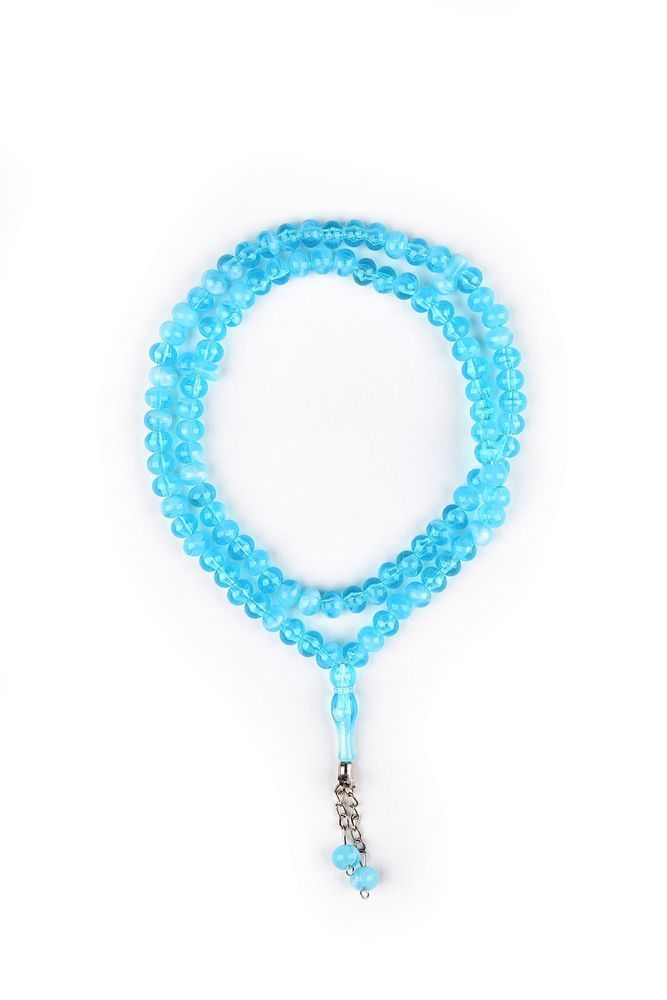 Akrilik Metal Püskül Tespih 8mm BEBE MAVİ - KIRÇILLI - 8 MM