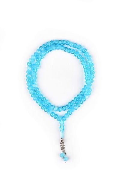 Akrilik Metal Püskül Tespih 8mm BEBE MAVİ - KIRÇILLI - 8 MM