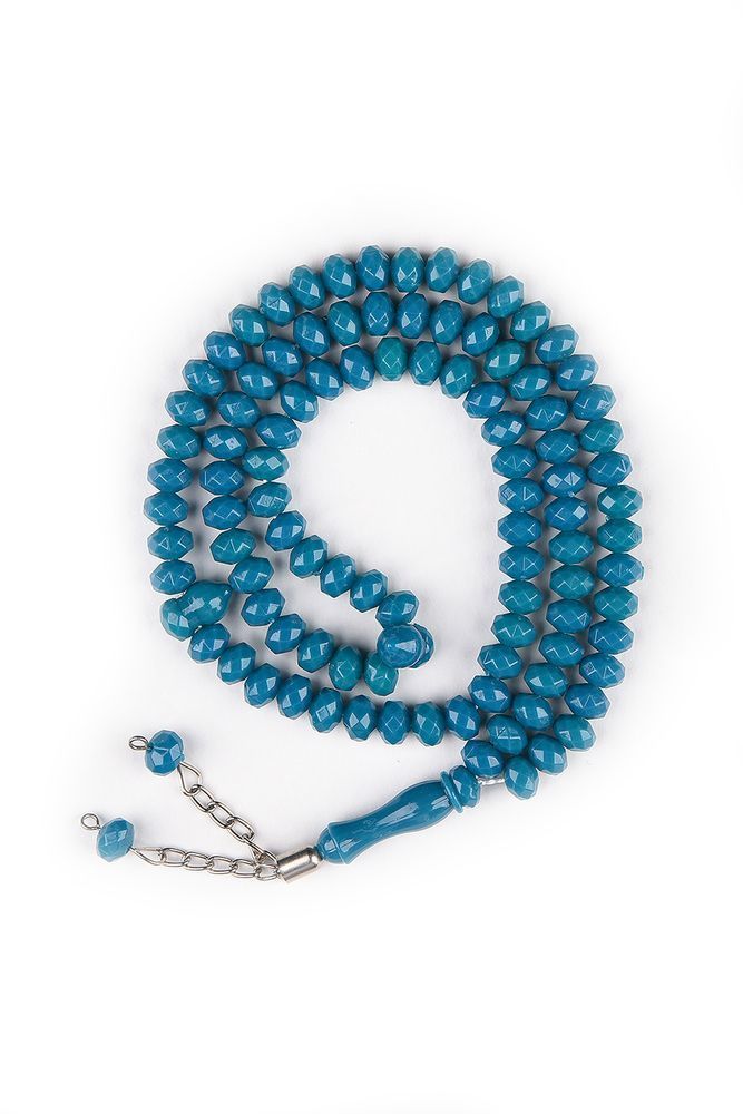 99'lu Zümrüt Kristal Kesim Tespih 9mm MAVİ