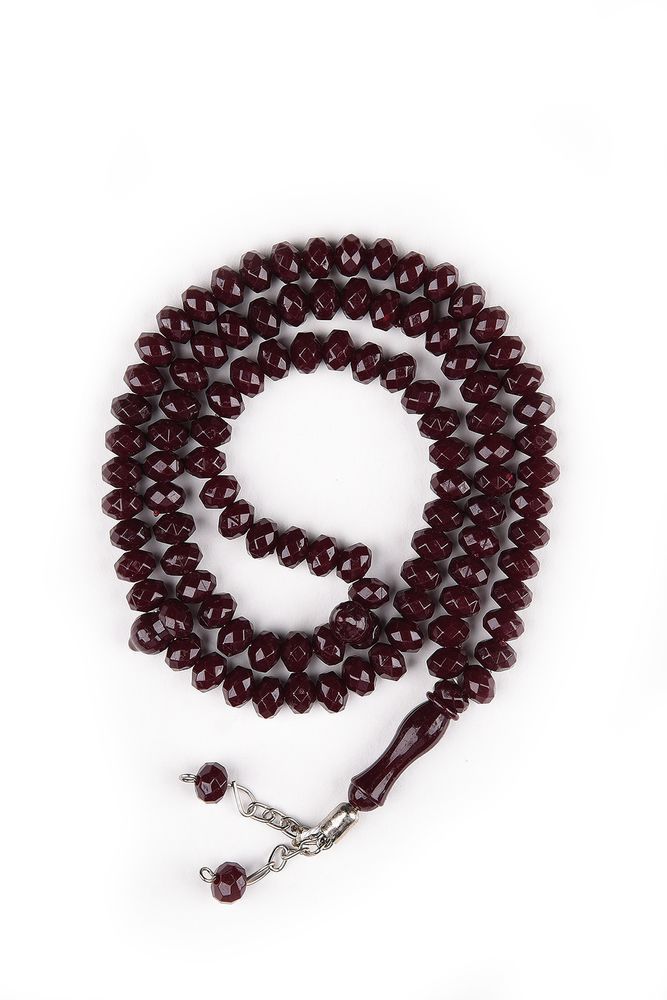 99'lu Zümrüt Kristal Kesim Tespih 9mm BORDO