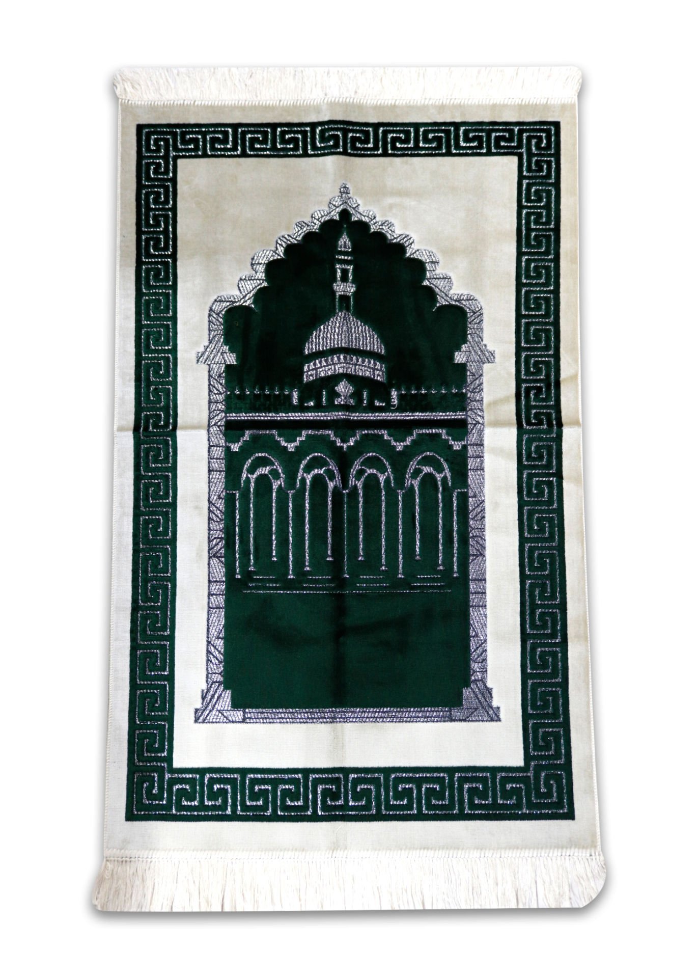 Kadife Teks Camili & Mihraplı Seccade Simli YEŞİL