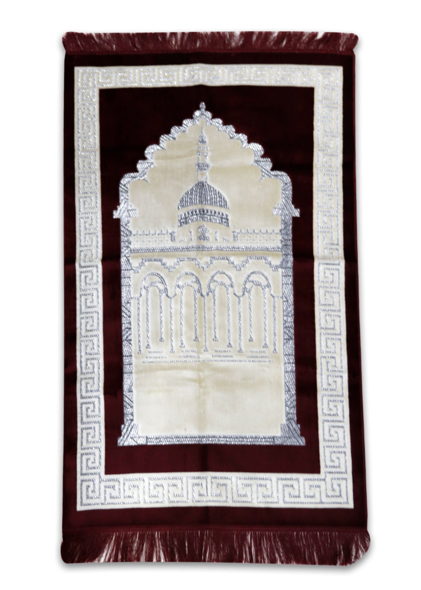 Kadife Teks Camili & Mihraplı Seccade Simli BORDO