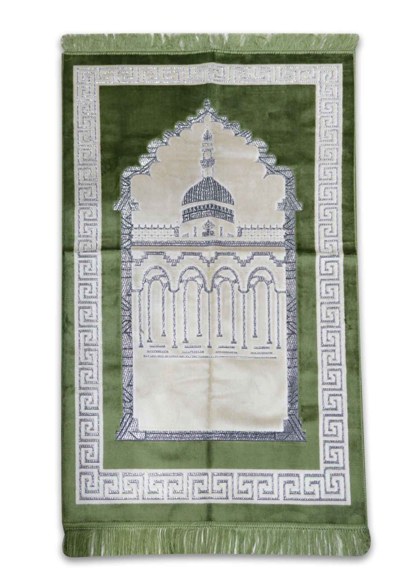 Kadife Teks Camili & Mihraplı Seccade Simli AÇIK YEŞİL