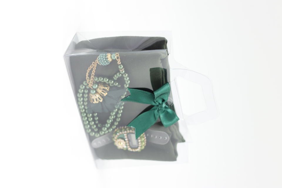 SİDELYA SERİSİ(ŞAL+TAŞLI Z.MATİK+İNCİ TESPİH 2 GÜLLÜ) YEŞİL