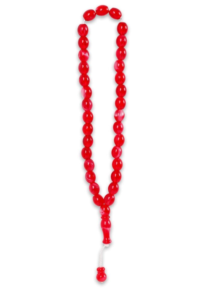 33'lük 7mm Arpa Model Tespih KIRMIZI