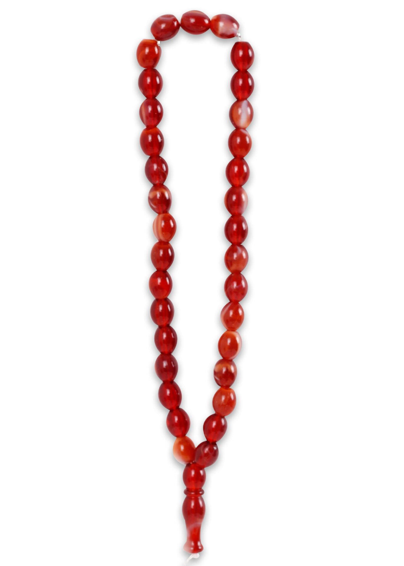 33'lük 7mm Arpa Model Tespih KIRCILLI BORDO