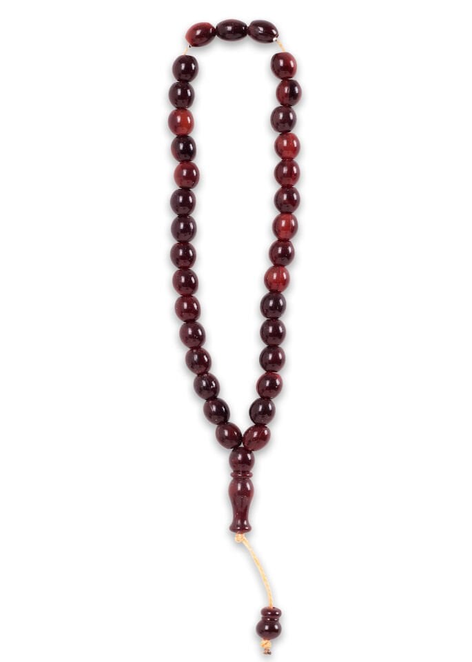 33'lük 7mm Arpa Model Tespih KIRCILLI KAHVERENGİ