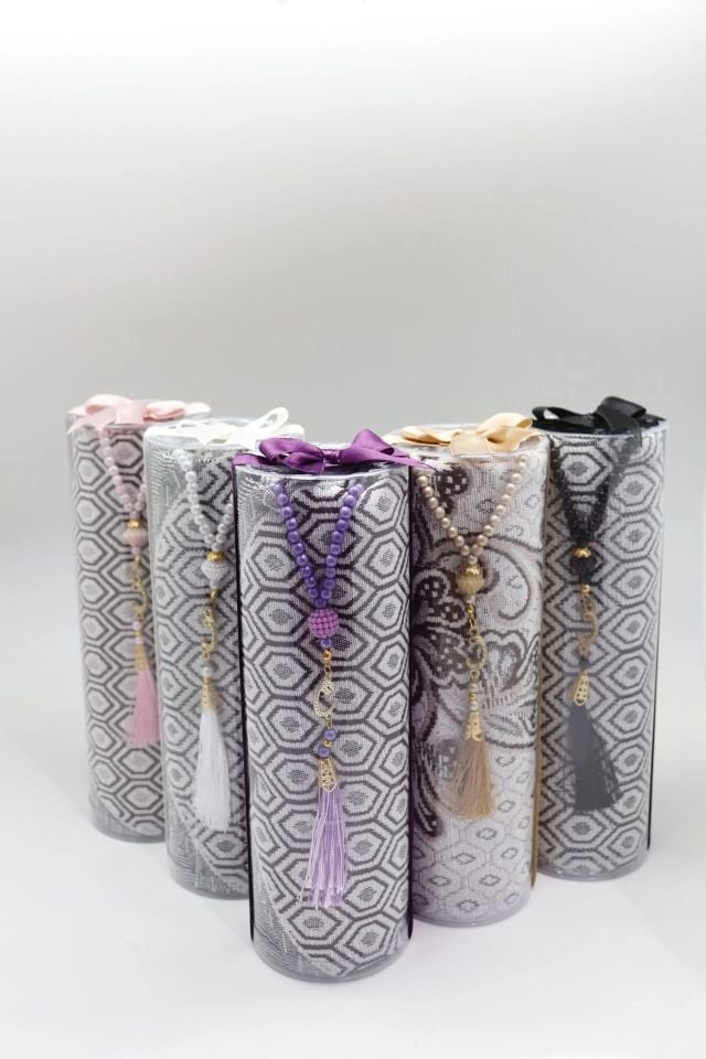 SİMLİ SECCADE SET (SİLİNDİR+TESPİH) KREM