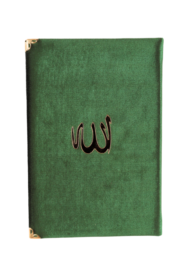 Çanta Boy Kadife Kaplı Kuran YEŞİL