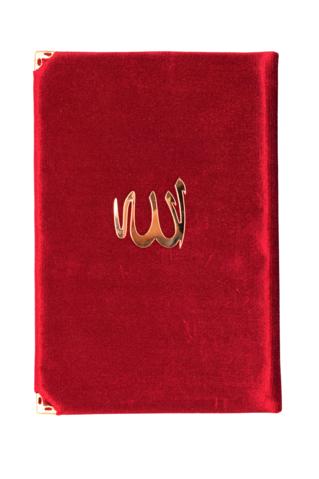 Çanta Boy Kadife Kaplı Kuran BORDO