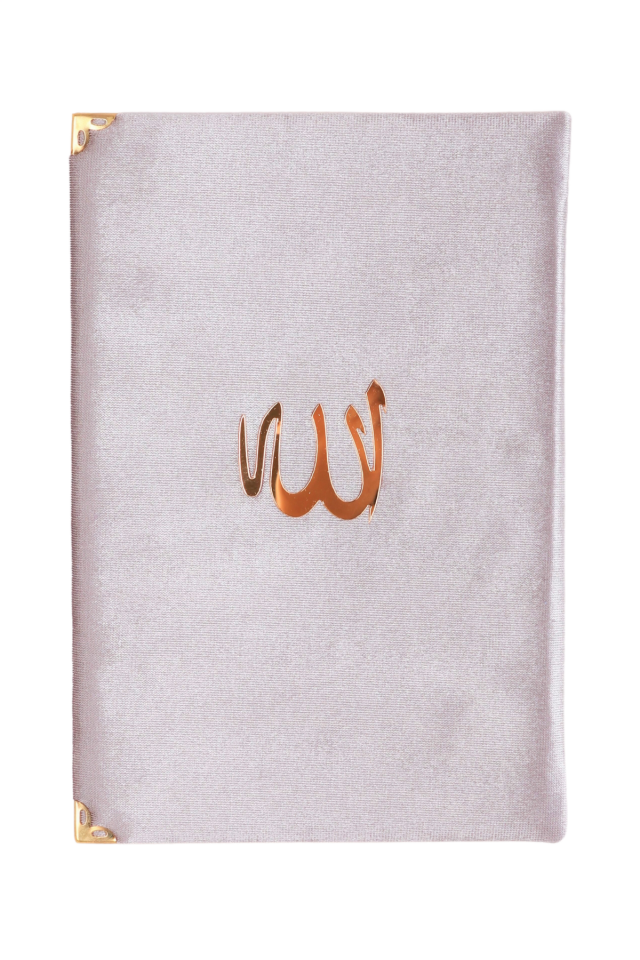 Çanta Boy Kadife Kaplı Kuran GRİ