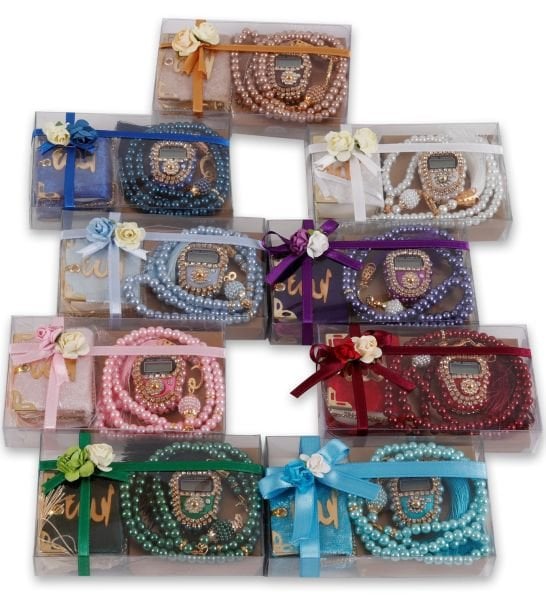 Asetat Mini Kuran+İnci Tespih+Taş Zikirmatik