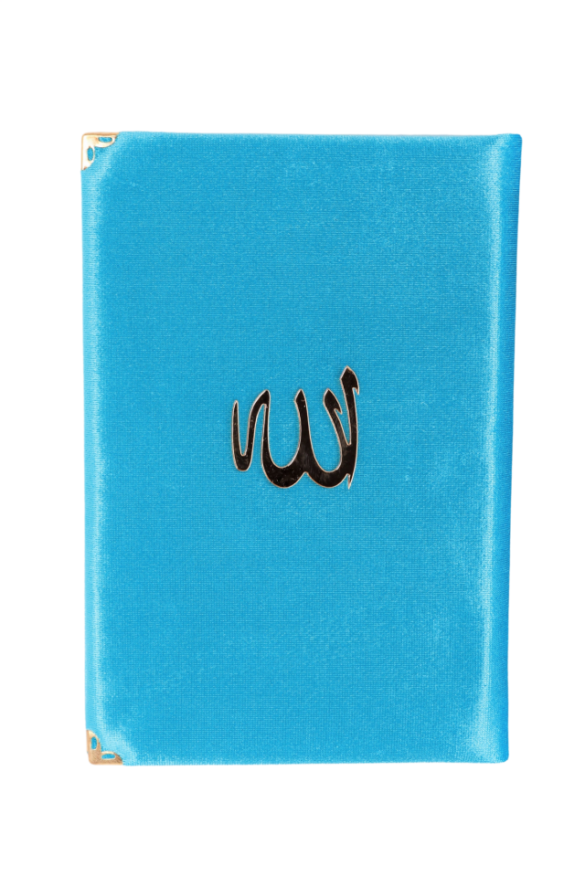 Çanta Boy Kadife Kaplı Kuran TURKUAZ