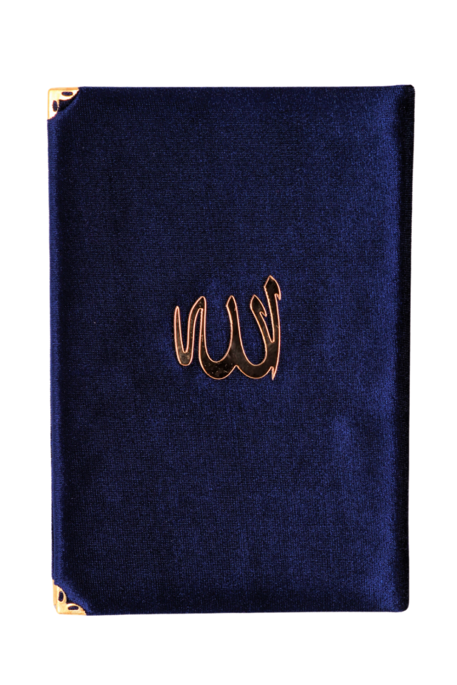 Çanta Boy Kadife Kaplı Kuran LACİVERT