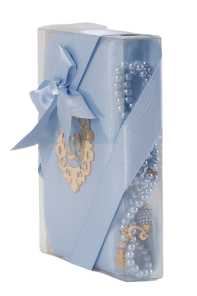 AFİL SERİSİ 2'li SET (Çanta Boy Kuran + İnci Tespih) NO:2 BEBE MAVİ