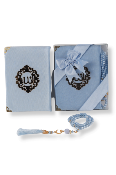 AFİL SERİSİ 2'li SET (Çanta Boy Kuran + İnci Tespih) NO:2 BEBE MAVİ