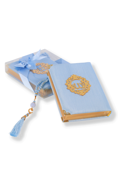 AFİL SERİSİ 2'li SET (Çanta Boy Kuran + İnci Tespih) NO:2 BEBE MAVİ