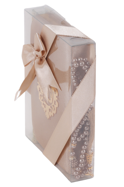 AFİL SERİSİ 2'li SET (Çanta Boy Kuran + İnci Tespih) NO:2 GOLD