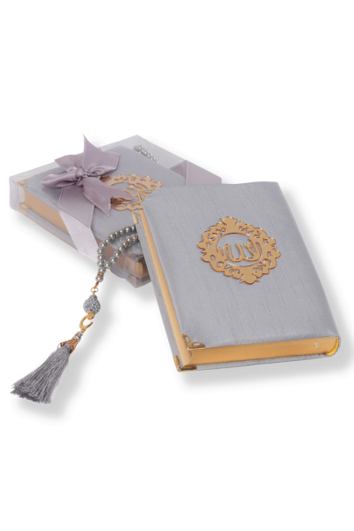 AFİL SERİSİ 2'li SET (Çanta Boy Kuran + İnci Tespih) NO:2 GRİ