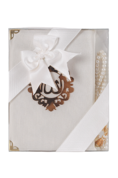 AFİL SERİSİ 2'li SET (Çanta Boy Kuran + İnci Tespih) NO:2 KREM