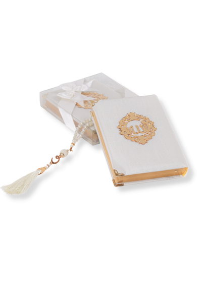 AFİL SERİSİ 2'li SET (Çanta Boy Kuran + İnci Tespih) NO:2 KREM