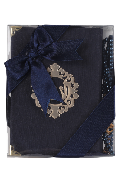 AFİL SERİSİ 2'li SET (Çanta Boy Kuran + İnci Tespih) NO:2 LACİVERT