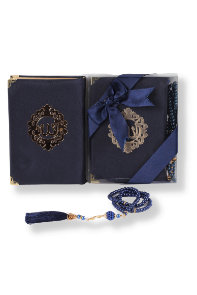 AFİL SERİSİ 2'li SET (Çanta Boy Kuran + İnci Tespih) NO:2 LACİVERT