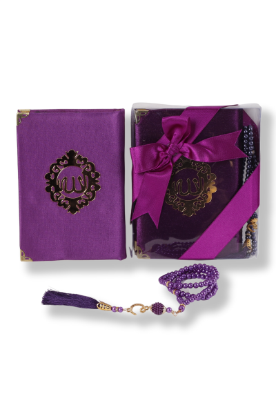 AFİL SERİSİ 2'li SET (Çanta Boy Kuran + İnci Tespih) NO:2 MÜRDÜM