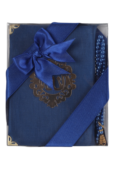 AFİL SERİSİ 2'li SET (Çanta Boy Kuran + İnci Tespih) NO:2 SAKS MAVİ