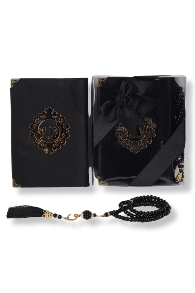 AFİL SERİSİ 2'li SET (Çanta Boy Kuran + İnci Tespih) NO:2 SİYAH