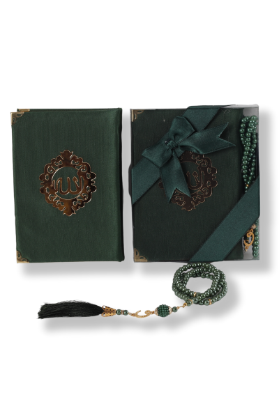 AFİL SERİSİ 2'li SET (Çanta Boy Kuran + İnci Tespih) NO:2 YEŞİL